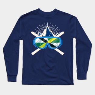 Ski Monterey California Flag Skiing Skier Winter Sports Long Sleeve T-Shirt